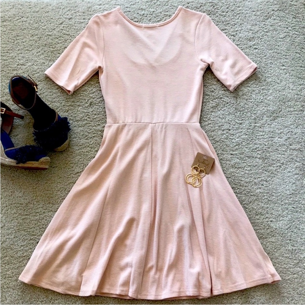 Light Peach Color Fit and Flare Dress - Picture 2 of 7